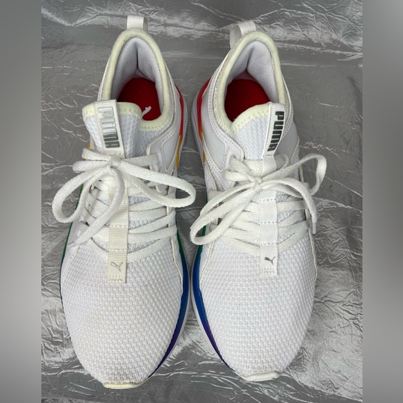 Puma softride Sophia running shoes size 6C (narrow) white & rainbow swirl - Picture 8 of 12